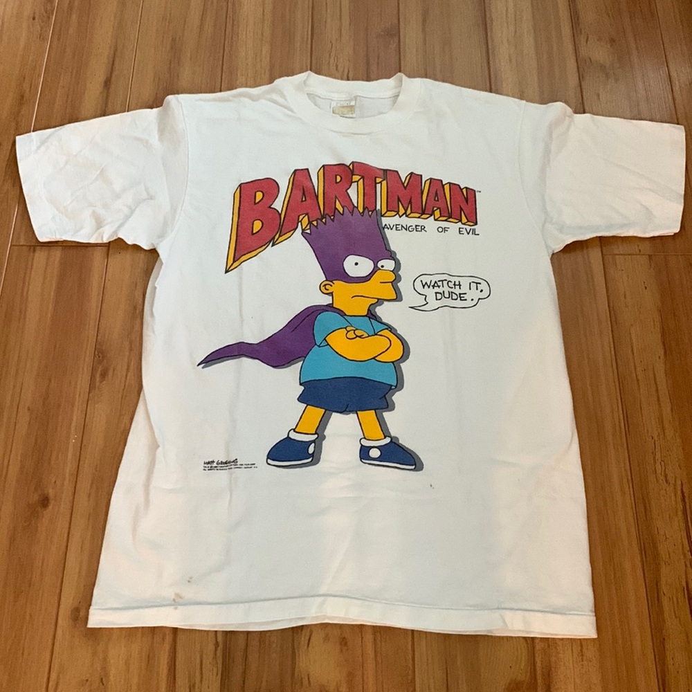 Bartman Shirt Bart Simpson Avenger Of Evil Watch it Dude 1989 Matt Groening vtg